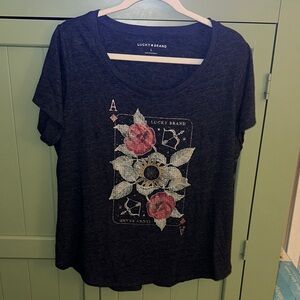 Lucky Brand Charcoal Tee with Floral Graphic